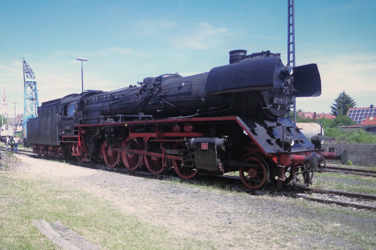 Former DR 41 1150 stands at the BEM in Nördlingen on 1 June 2019.