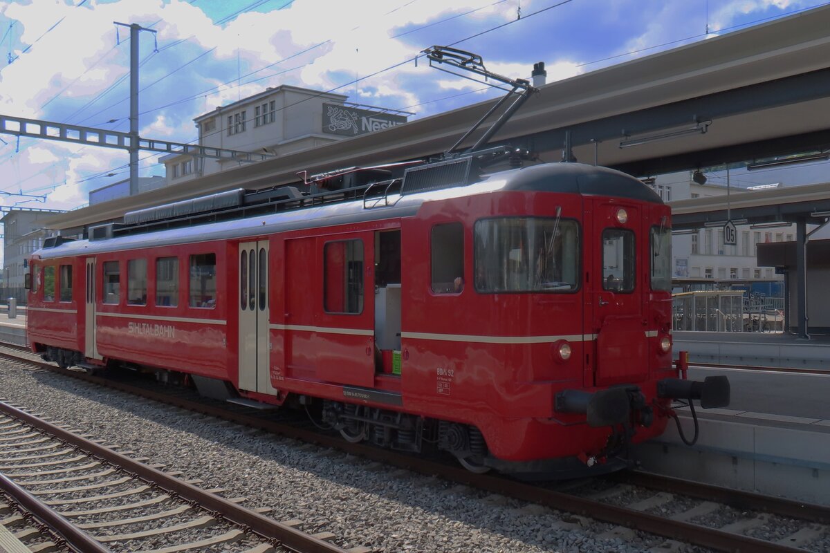 Former SZU Be 4/4 Bt92 stands in Konolfingen on 17 May 2025.