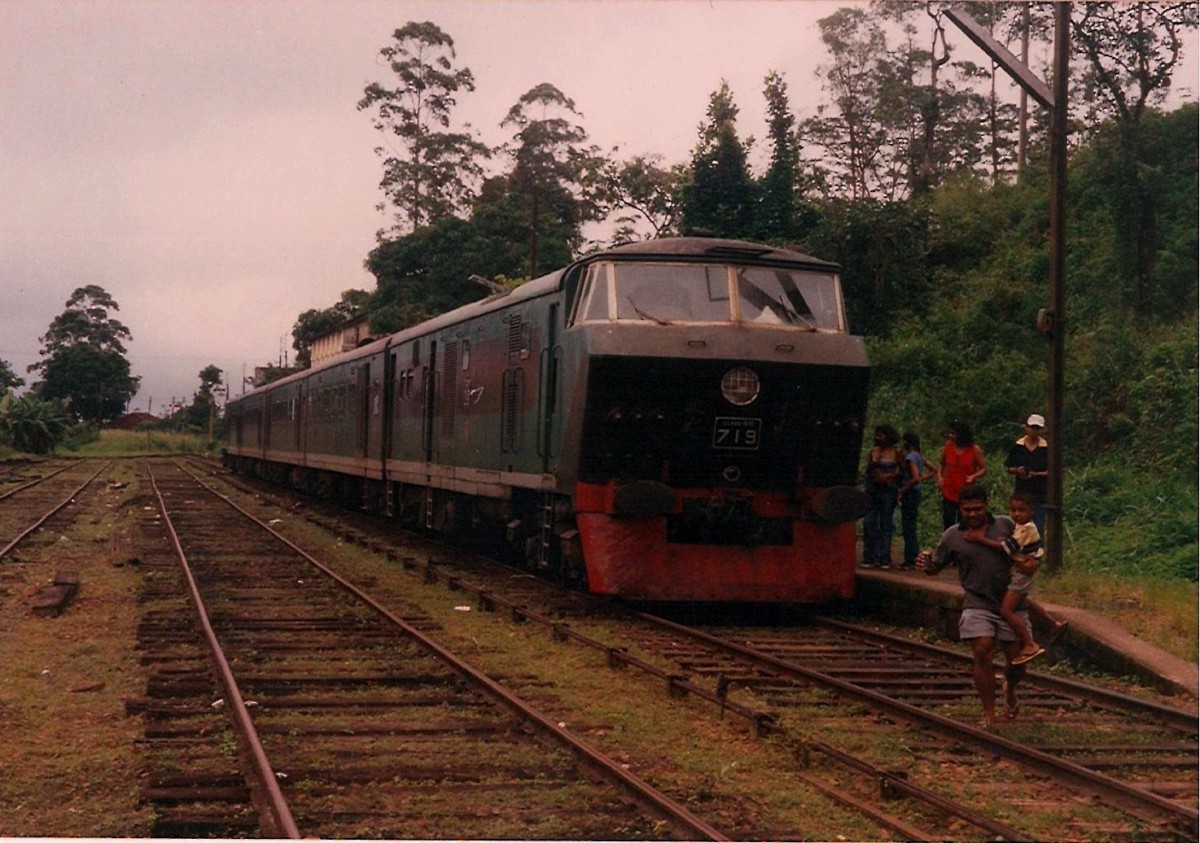 Four luxury DMU units were purchased in 1970  from Hitachi for special tour operations. The One in the picture is the  719 seen at  Watawala in August  2000 on a special tour.   