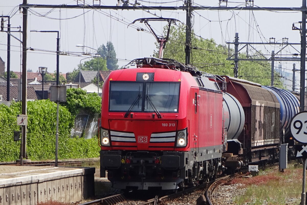 From the platform with a bit of zooming at Dordrecht, DBC 193 313 was shot on 18 May 2019.