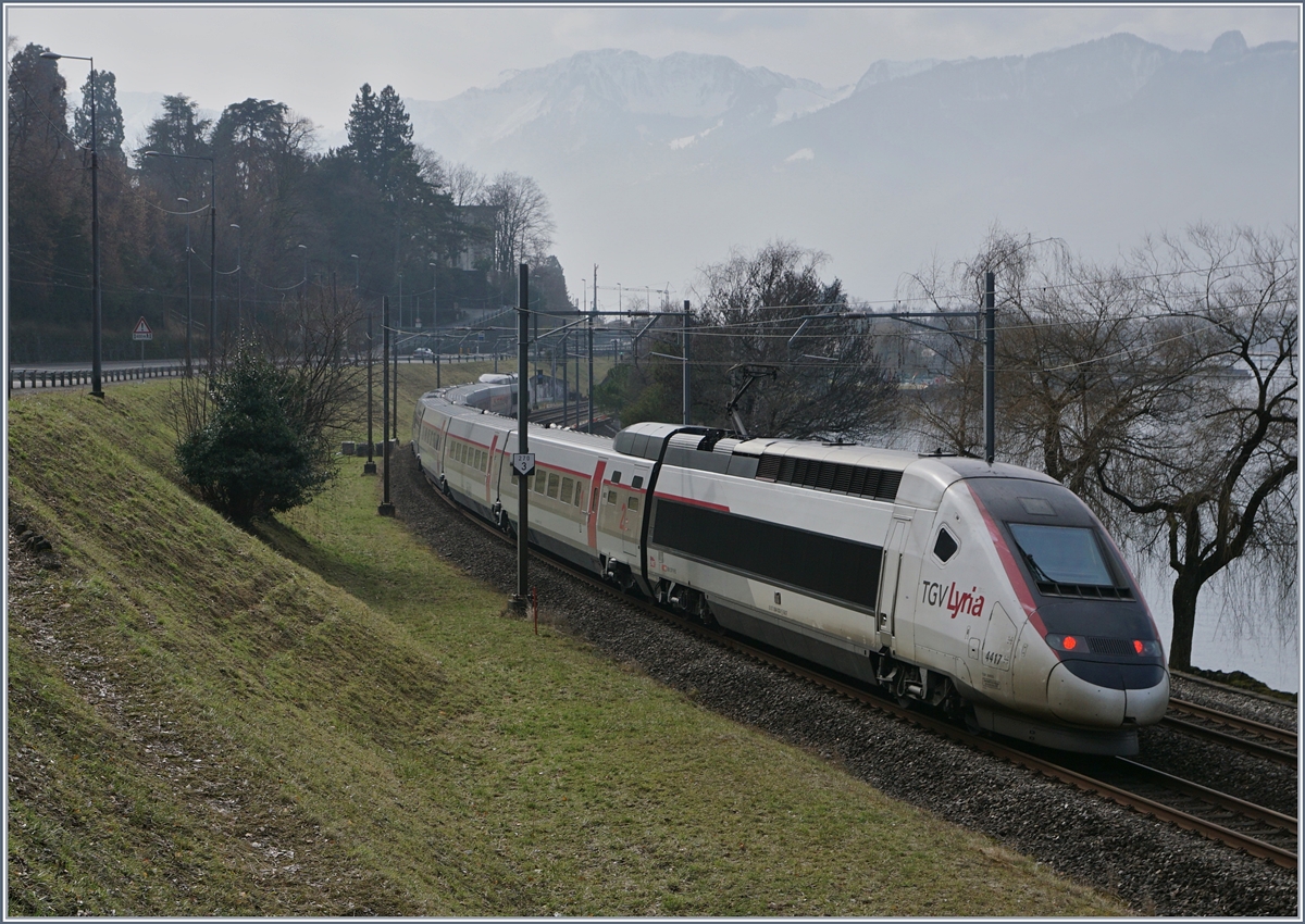 GV Lyria from Paris to Brig by the Castle of Chillon.
11.02.2017