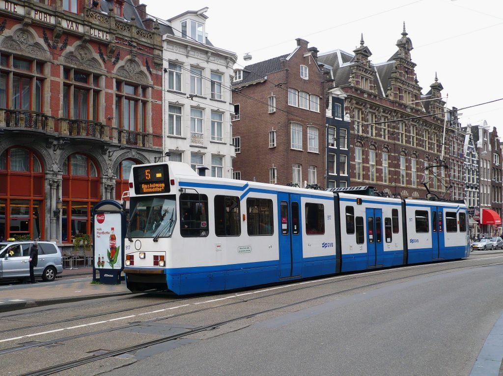 GVBA tram 917 Nieuwezijds Voorburgwal Amsterdam 21-08-2011.