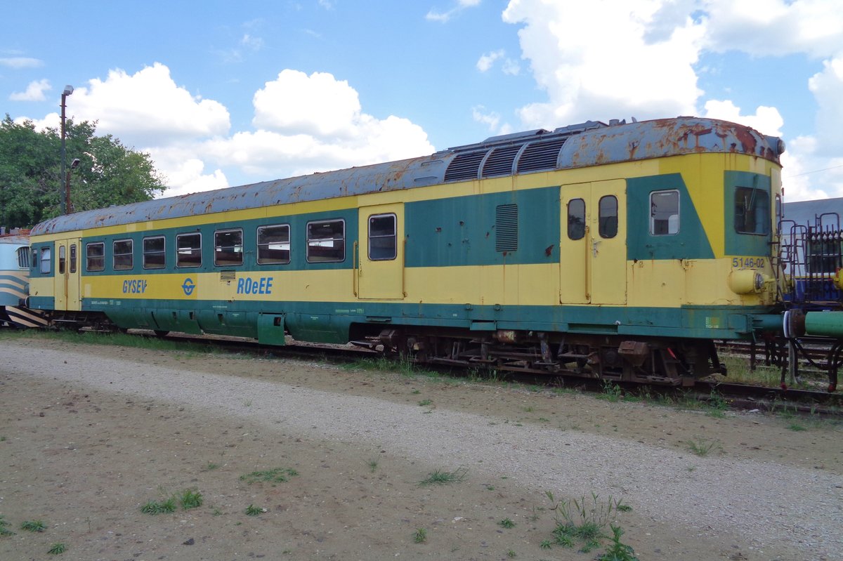 GySEV 5146-02 stands at the Budapest Railway Museum Parc on 12 May 2018.