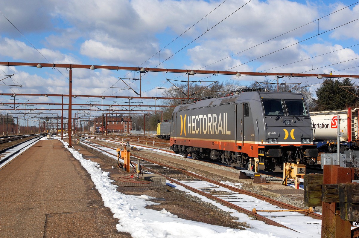 Hector Rail 241.008 at the border station in Padborg, Denmartk. Date: 3. March 2013.