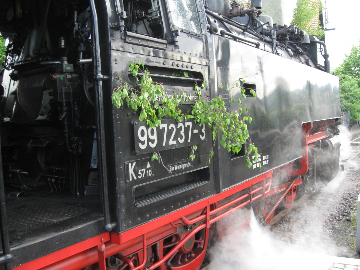 HSB 99-7237 getting ready to depart Werningerode with the last train to the Brocken that day, May 2013.