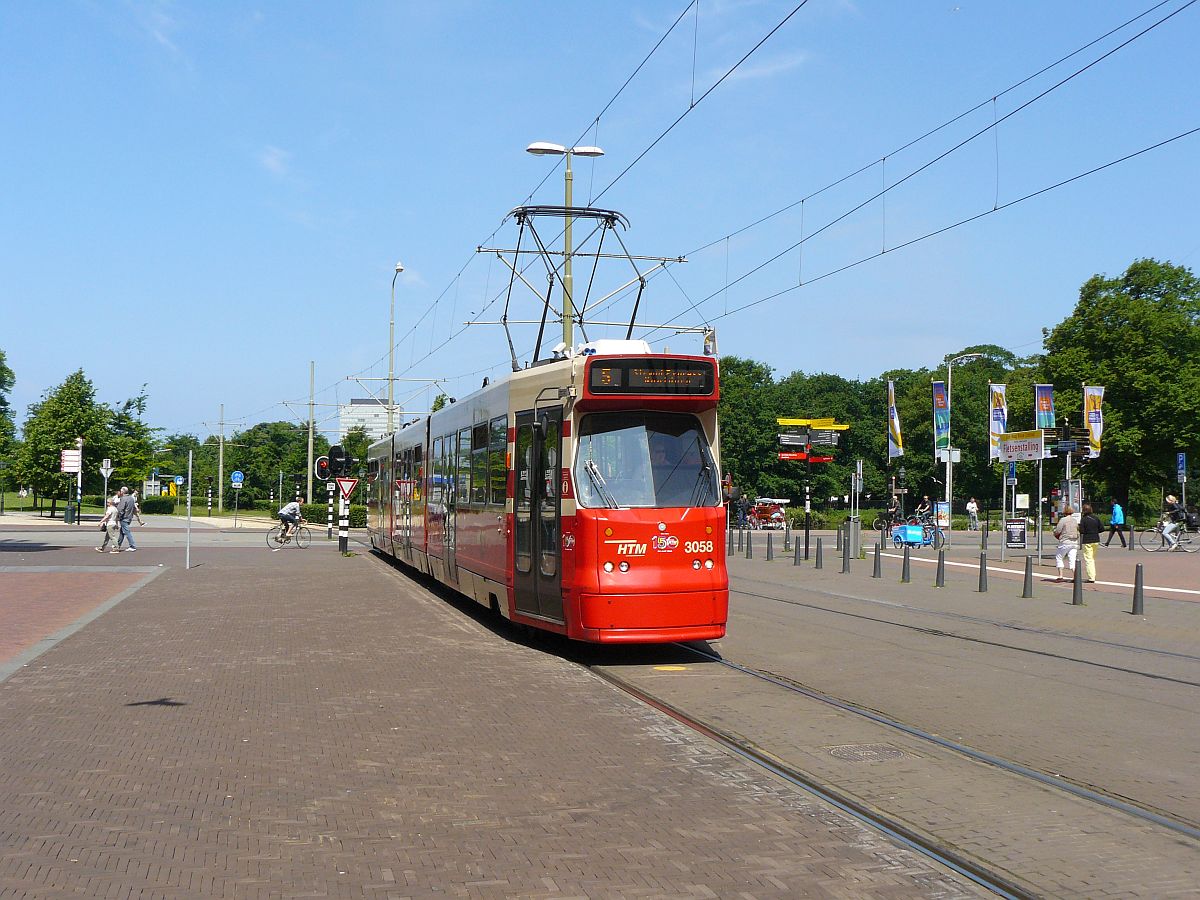 HTM tram 3058 Rijnstraat near the centraal station. Den Haag 01-06-2014.