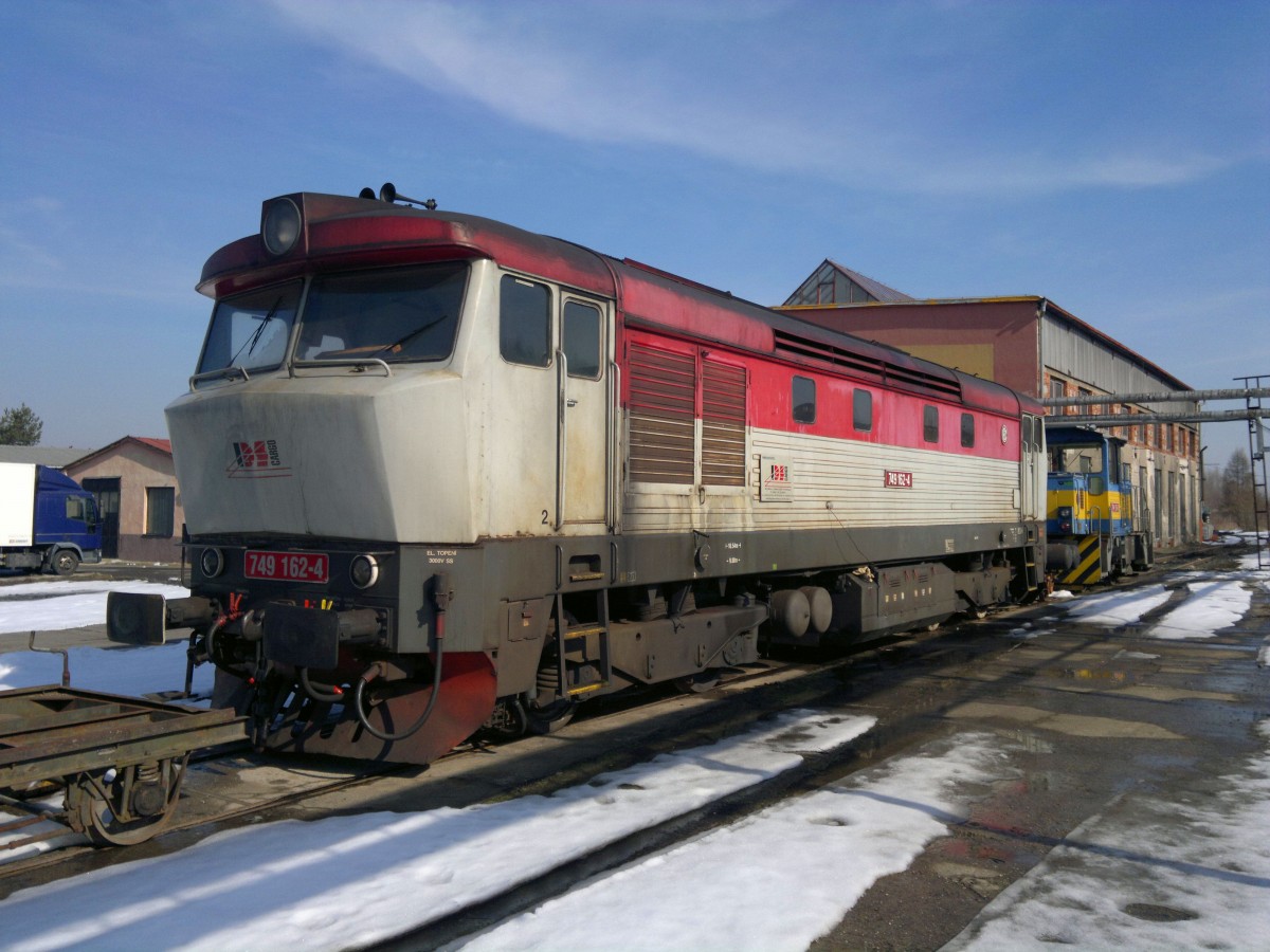 KDS 749 162-4 on the 6th of March, 2013 on the Railway station Kladno. 