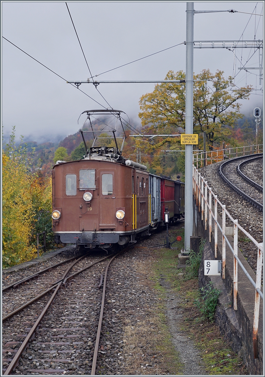 LA DER 2020 by the Blonay-Chamby: The BOB HGe 3/3 29 in the Chamby Station on the way to Chaulin. 

24.10.2020