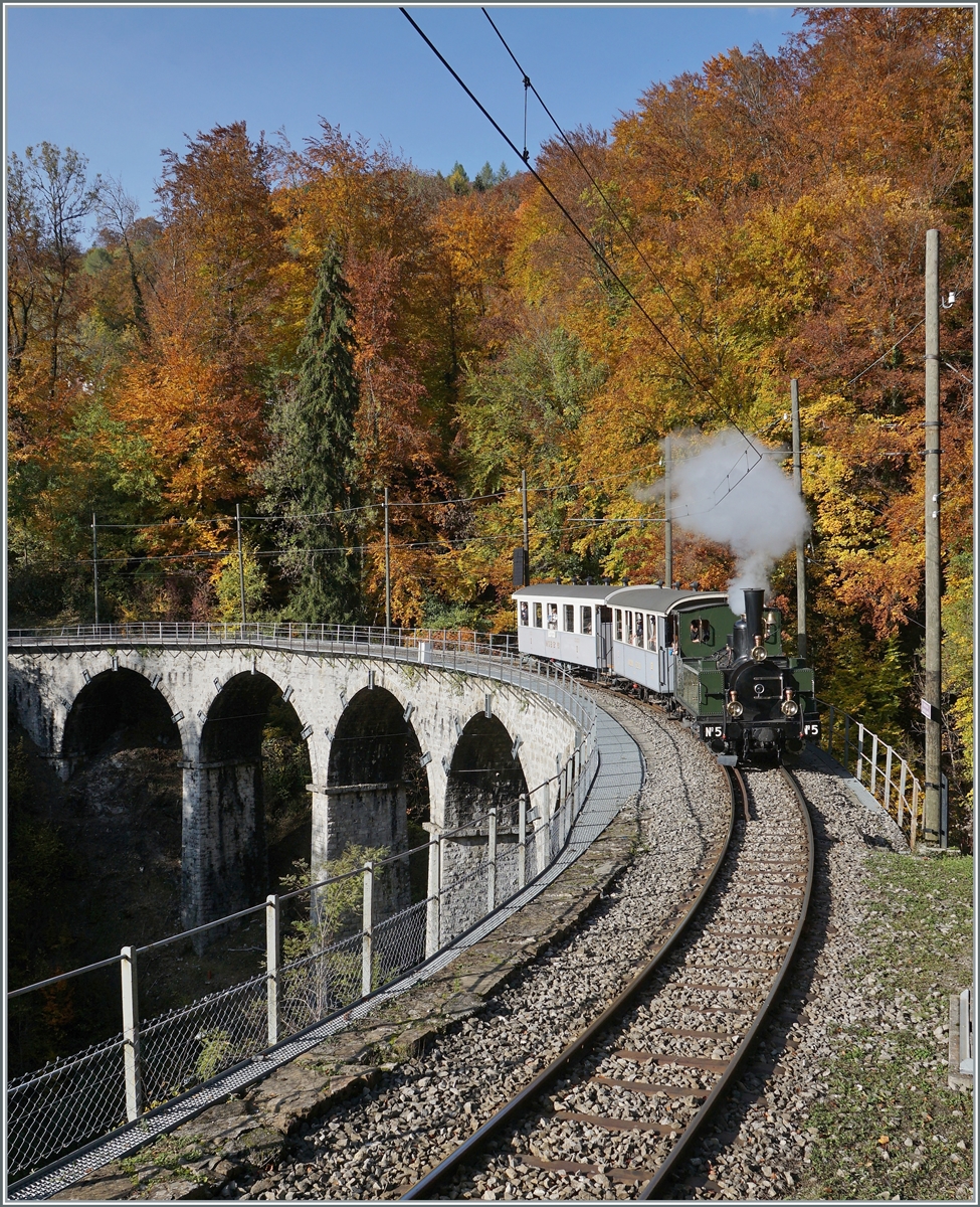 LA DER 2020 by the Blonay-Chamby: The ex LEB G 3/3 N° 5 now by the Blonay-Chamby Railway on the Baye de Clarens Viaduct. 

24.10.2020