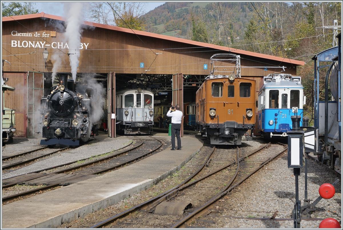  La DER du Blonay-Chamby  / The end of the saison; the depot wiht the HG 3/4, the MCM BCFeh 4/4 N° 6 the Ge 4/4 81 and the Ce 2/3. 

29.10.2022