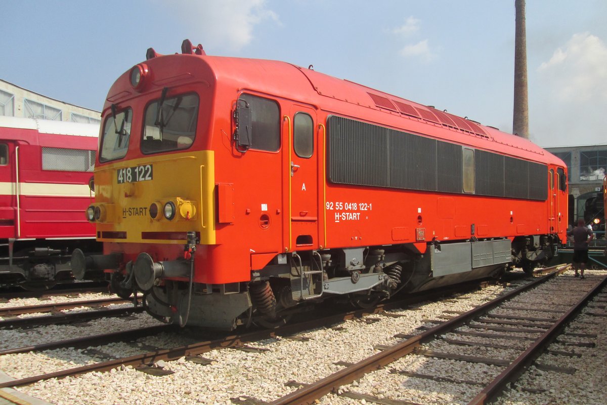 MAV 418 122 stands in the Budapest Railway Museumpark at Budapest and is seen on 9 September 2018.