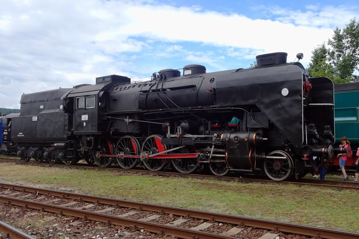 MAV steamer 424 247 stands at Bratislava-Vychod during the RENDEZ train show, held on 25 Juni 2022.