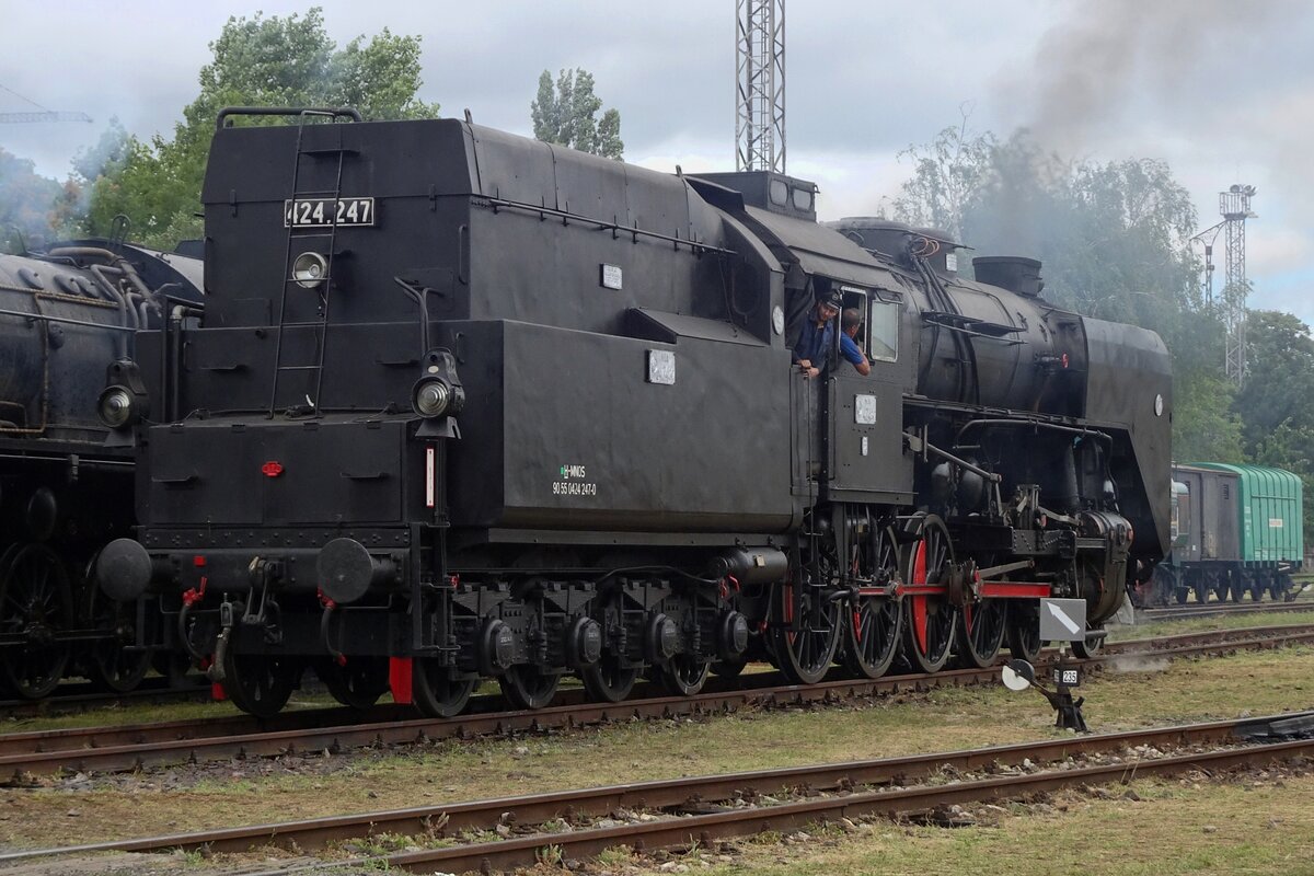 MAV steamer 424 247 stands at Bratislava-Vychod during the RENDEZ train show, held on 25 Juni 2022.