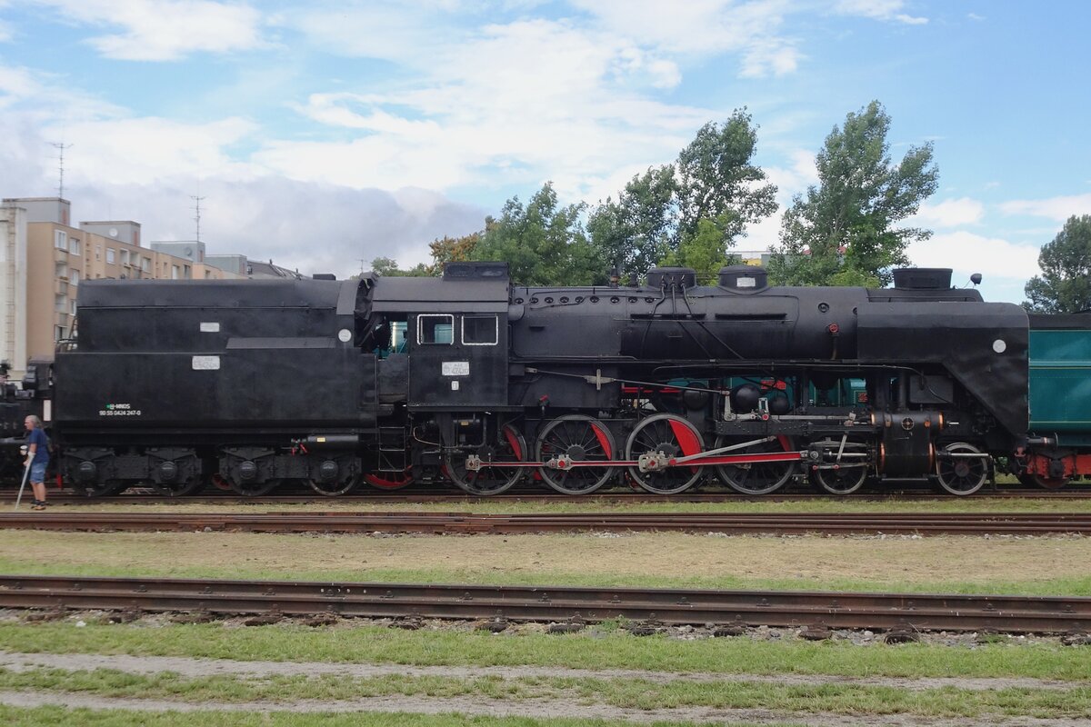 MAV steamer 424 247 stands at Bratislava-Vychod during the RENDEZ train show, held on 25 Juni 2022.