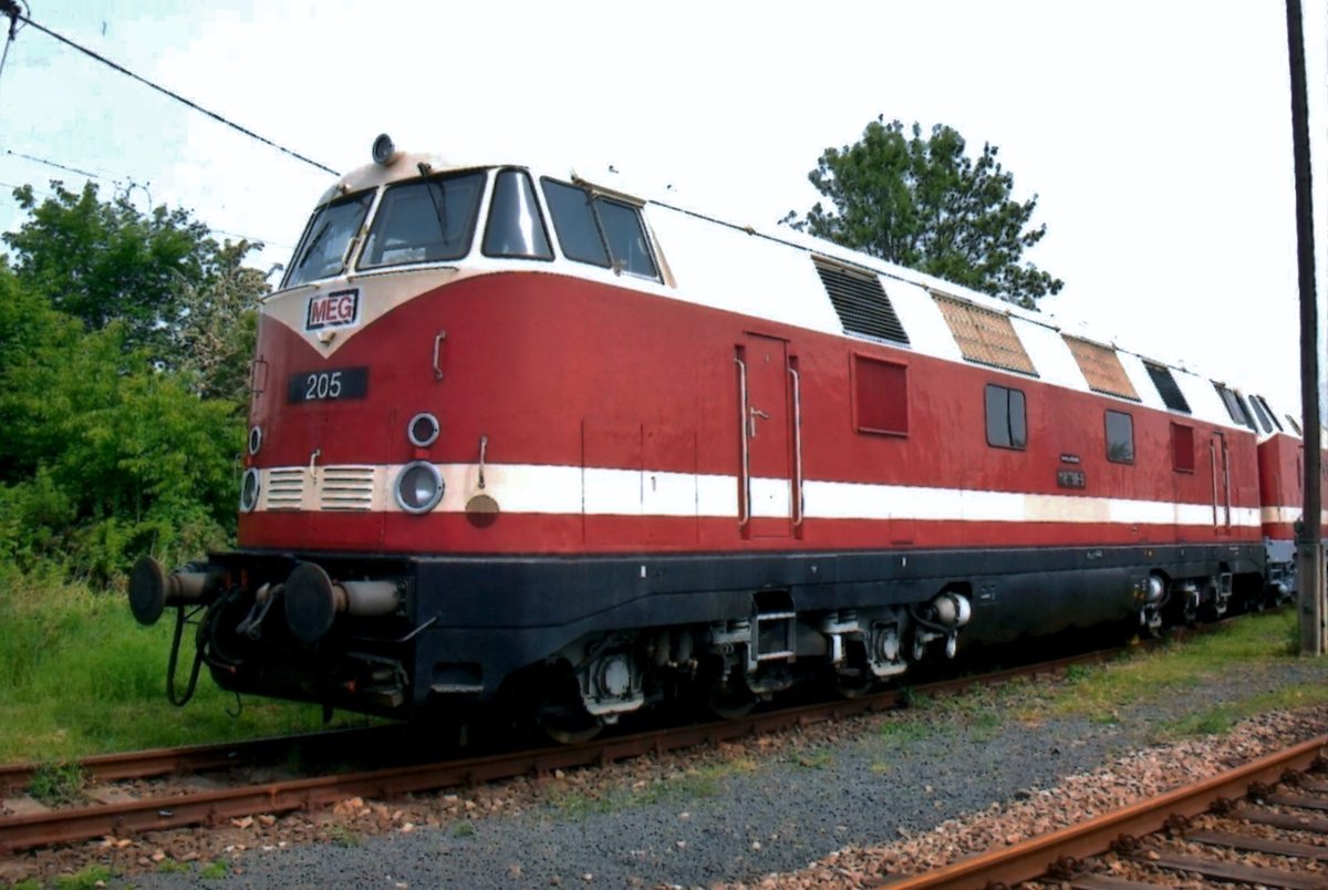 MEG 205 stands on 28 May 2007 at the headquarters of the Thüringer Eisenbahnverein in Weimar.