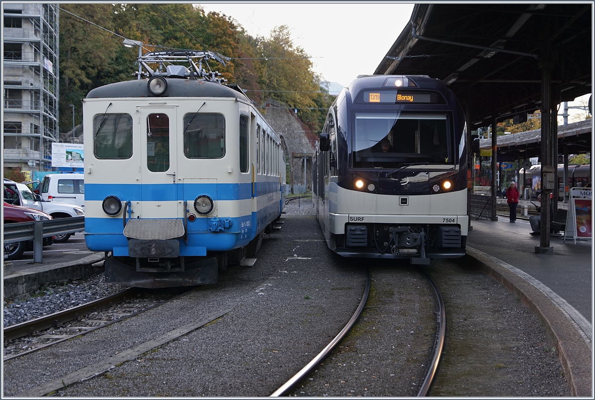 MOB Be 4/4 and CEV MVR ABDeh 2/6 in Vevey.
18.10.2017