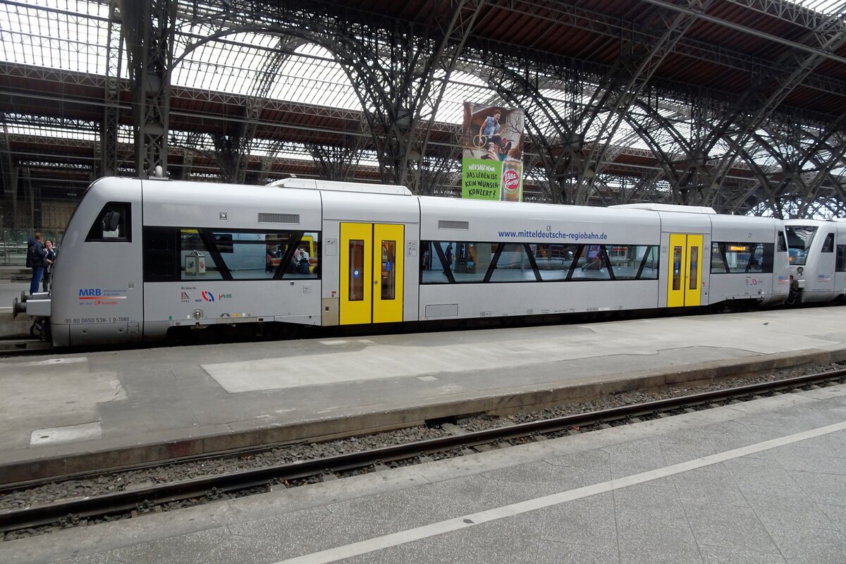 MRB 650 538 stands in Leipzig Hbf on 19 June 2022.
