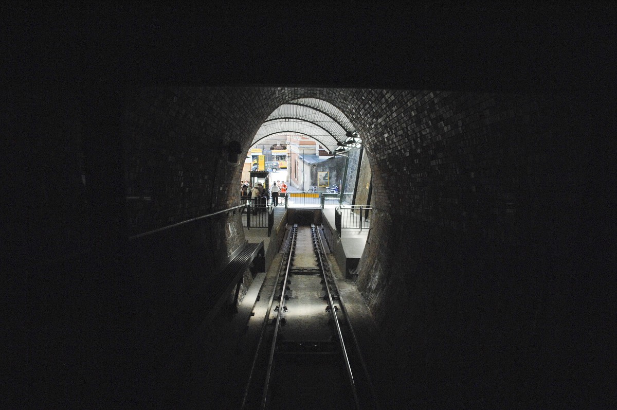 Narrow gauge hill-railway (Standseilbahn) in the Dresden-surburb Loschwitz. 8. June 2014.