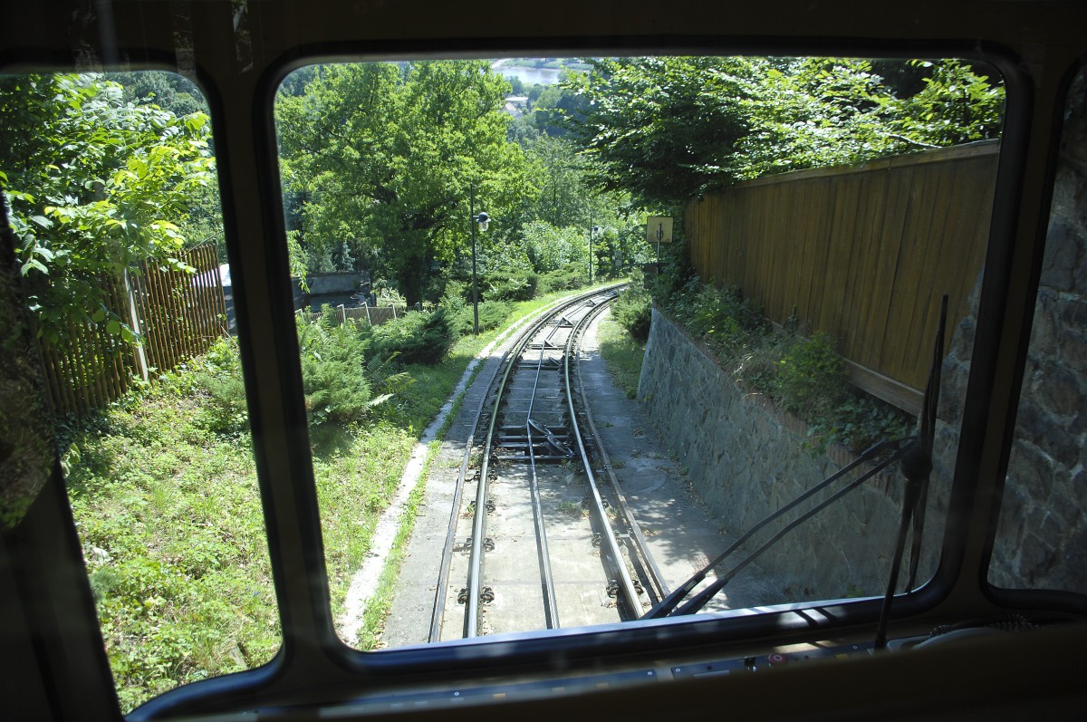 Narrow gauge hill-railway (Standseilbahn) in the Dresden-surburb Loschwitz. 8. June 2014.