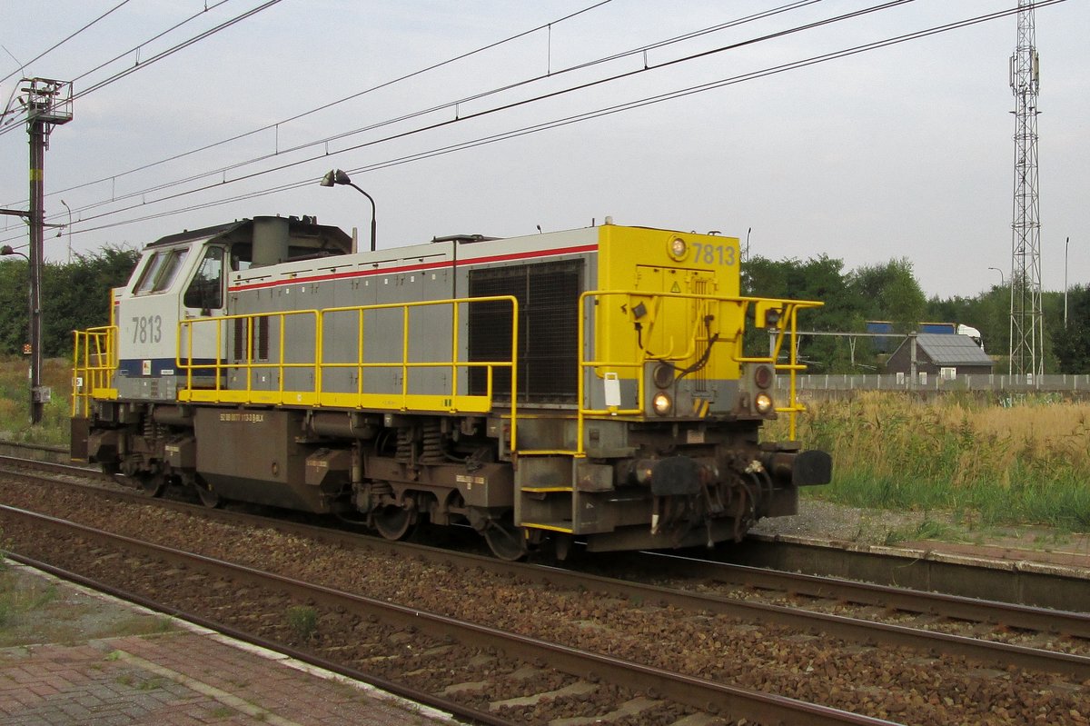 NMBS 7813 runs light through Antwerpen-Noorderdokken on 3 September 2015.