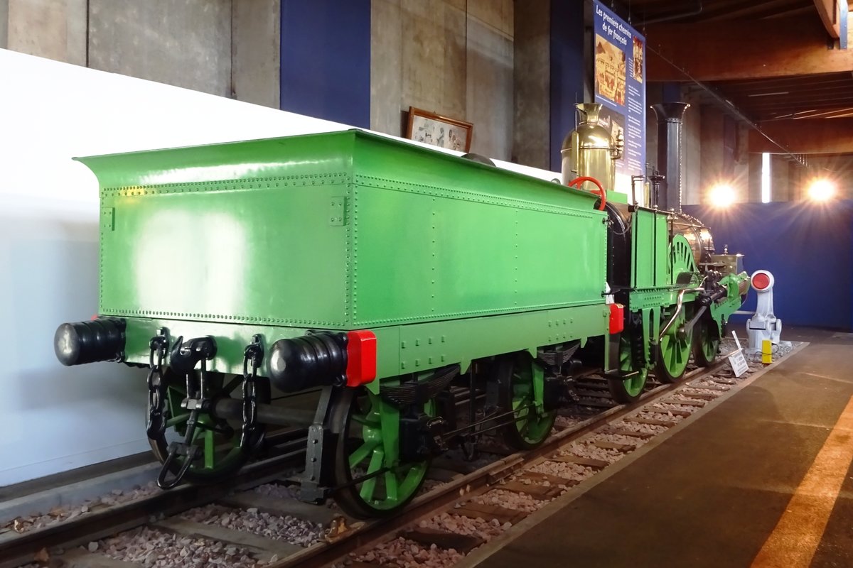 No.33 Saint-Pierre stands in the Cité du Train in Mulhouse and is photographed on 30 May 2019. Forty of these engines were build by Allcard Buddicom at Chartreux near Rouen in 1843, for the Chemins du Fer de Paris-Rouen, and was withdrawn in 1916, after she was saved in Sotteville.