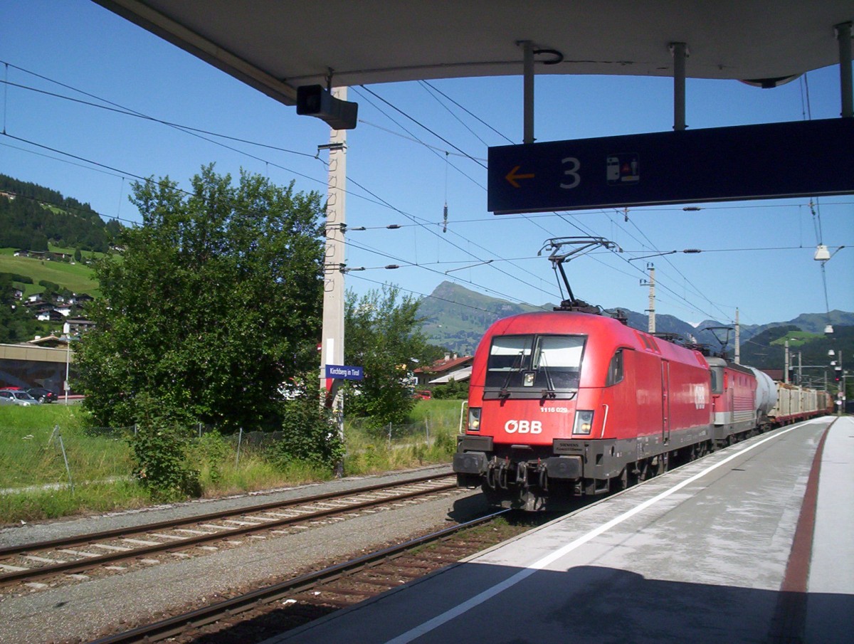 OBB 1116 029 and an unidentified at Kirchberg in Tirol. August 2012.