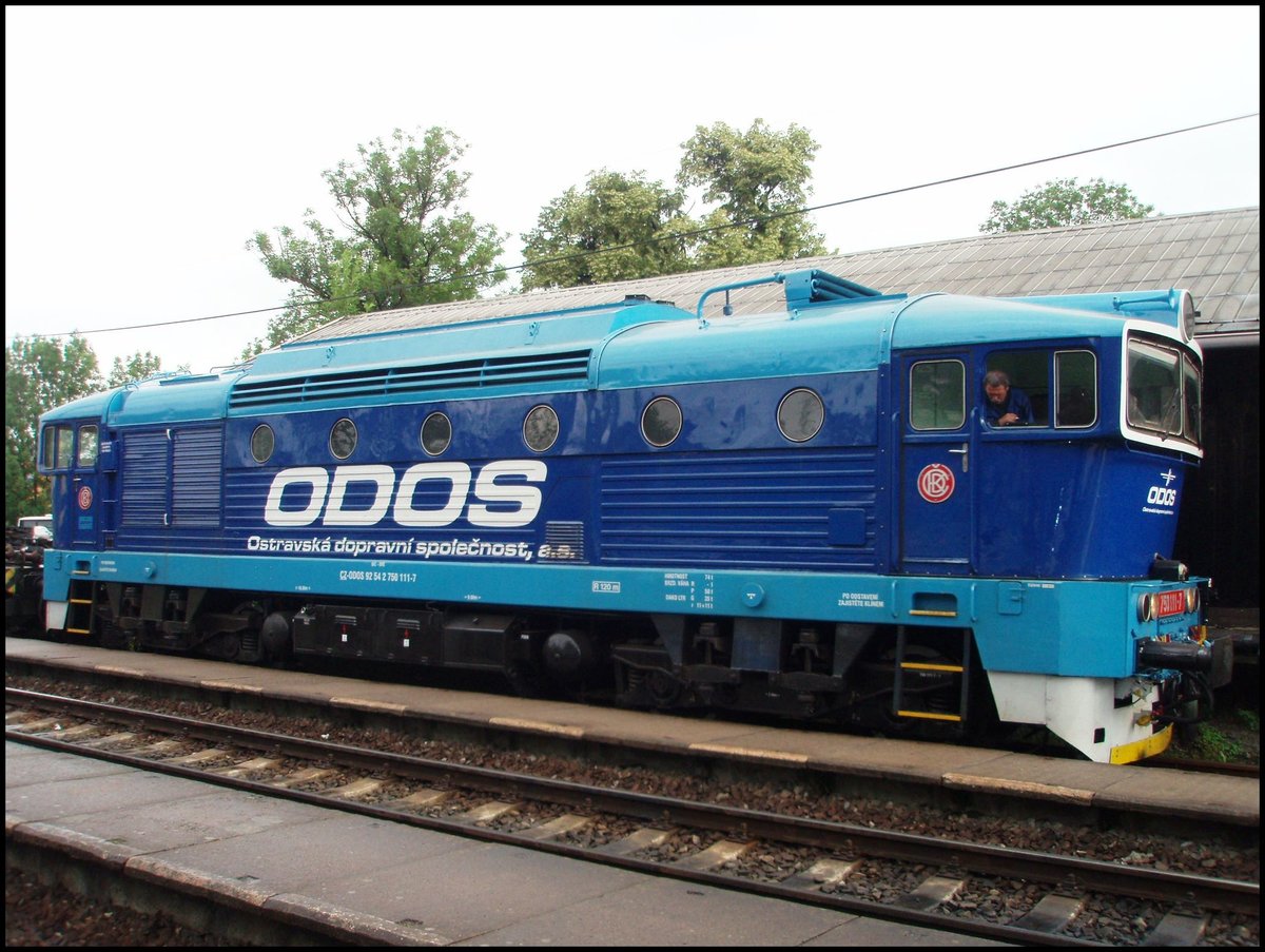 ODOS 750 111-7 in railway station Frenštát pod Radhoštěm on 28. 6. 2012