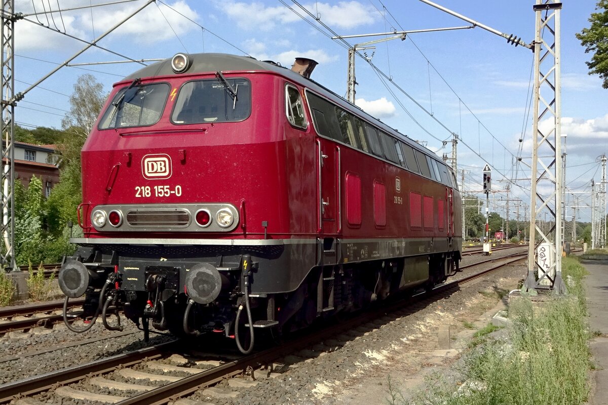 Old style livery for 218 155 at Bad Bentheim on 5 August 2019.