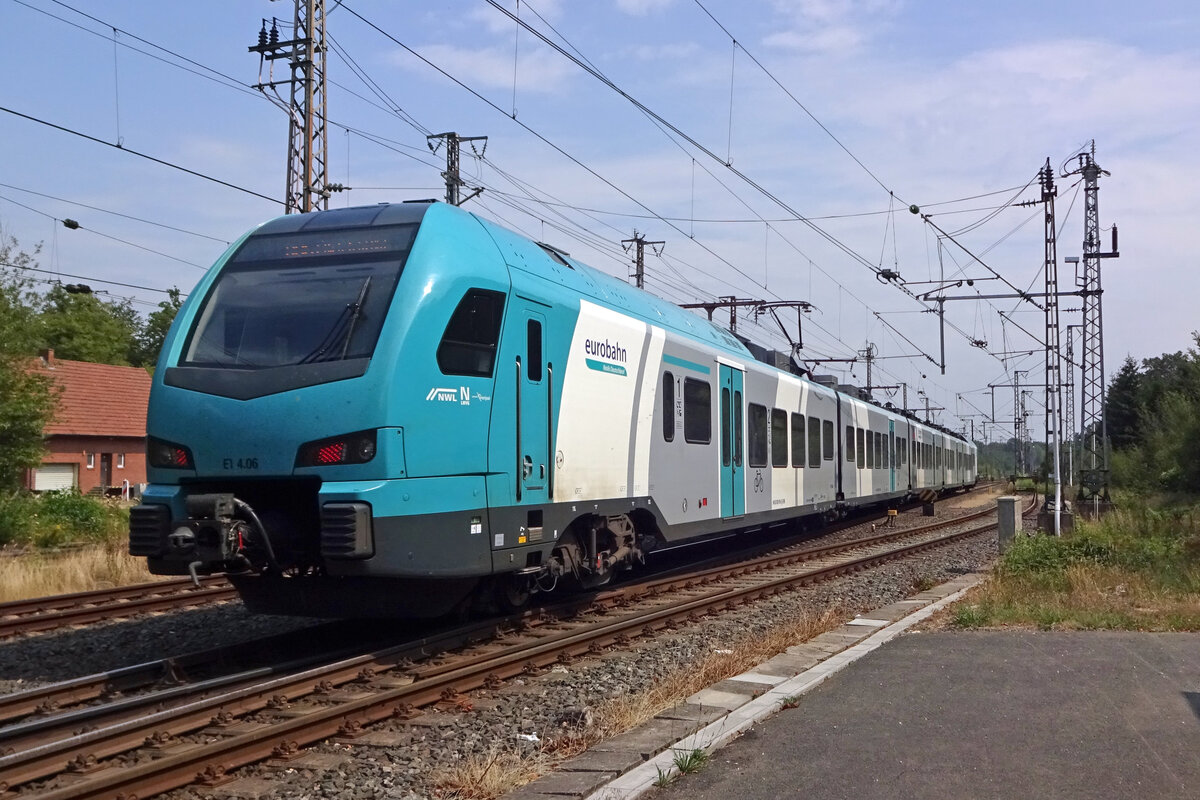 ON 15 July 2019 EuroBahn ET4-06 quits Bad Bentheim.