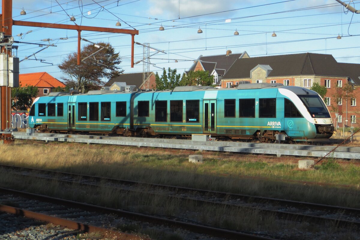 On 16 September 2020 Arriva DK 1023 stands stabled at Esbjerg.