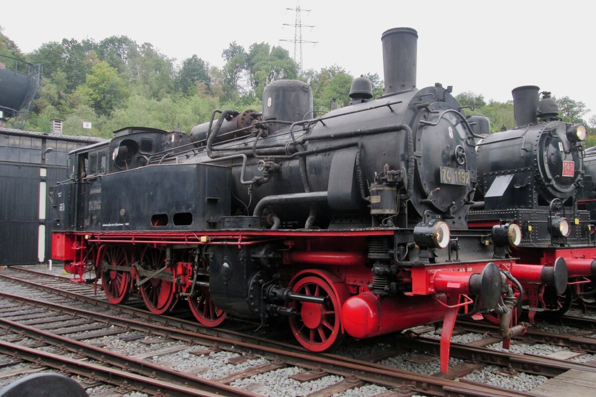 On 17 September 2016 ex-KPEV 74 1192 stands in front of the loco shed at Bochum-Dahlhausen's Railway Museum.
