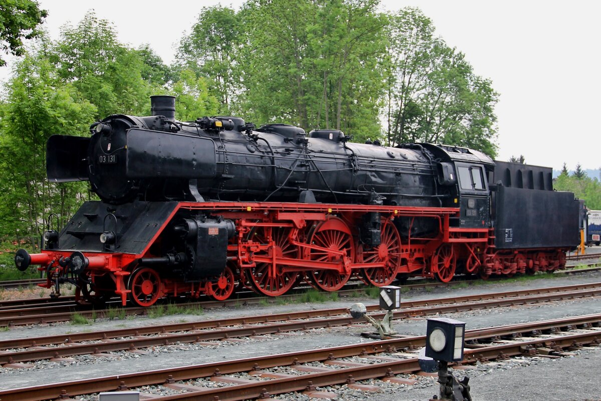 On 21 September 2014 ex-DRG 03 131 stands in the DDM at Neuenmarkt-Wirsberg.