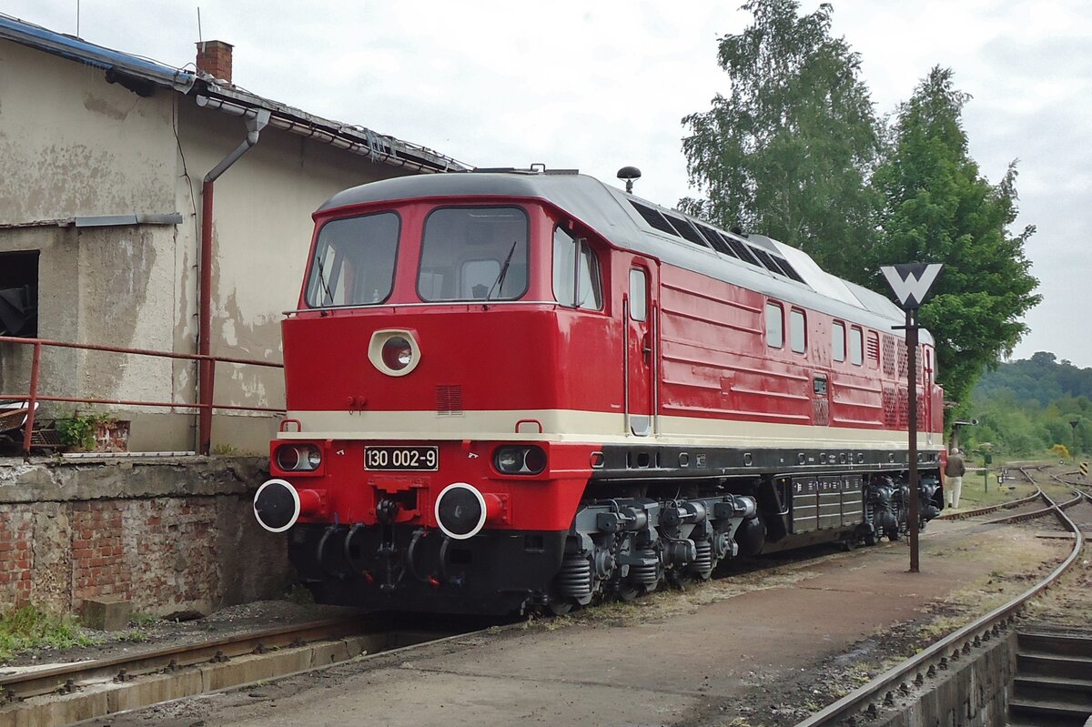 On 23 May 2015 ex-DR Ludmilla prototype 130 002 stands at the Bw Nossen.