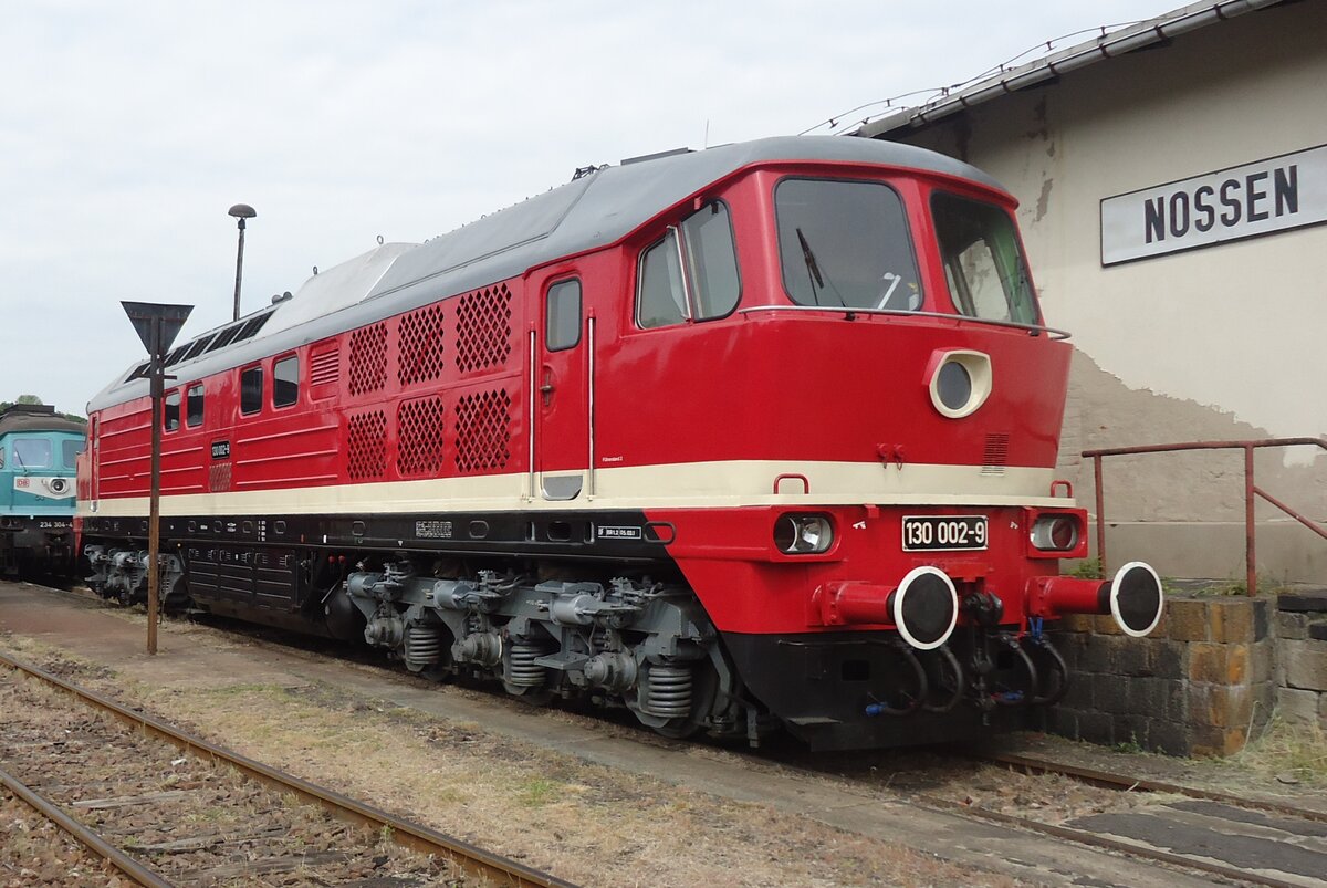 On 23 May 2015 ex-DR Ludmilla prototype 130 002 stands at the Bw Nossen.