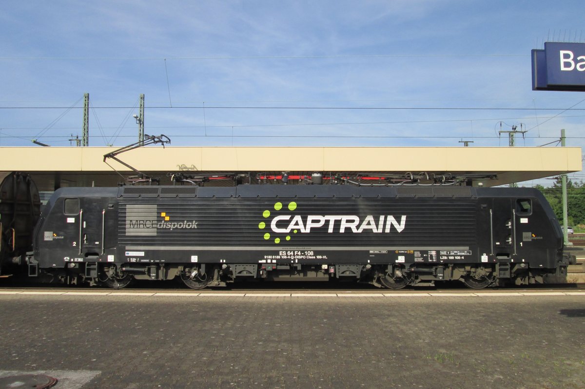 On 29 June 2013 CapTrain 189 108 stands at Basel Badischer Bahnhof.