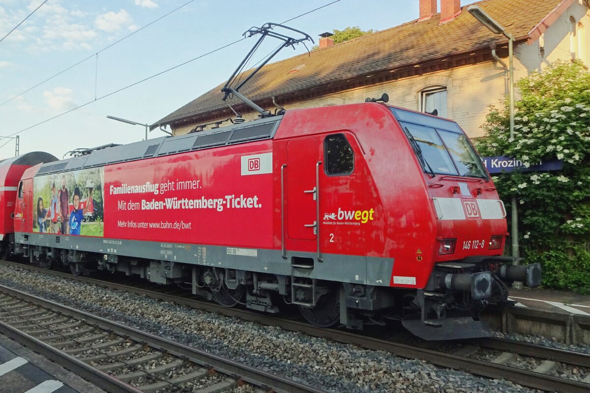 On 29 May 2019 DB 146 112 stands in Bad Krozingen.