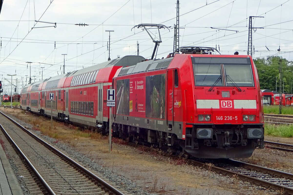 On 29 May 2019 DB regio 146 236 stands aside at Offenburg.