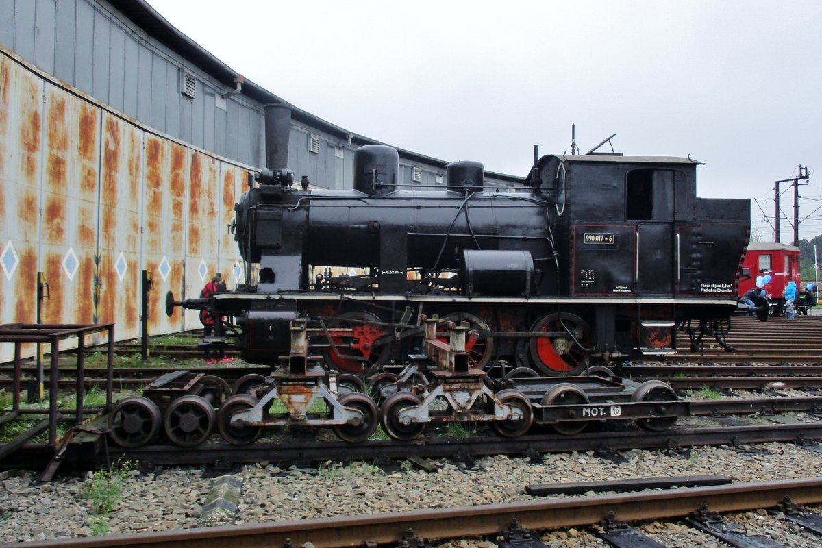 On a rainy 24 September 2017, ex-CSD 310.032 stands in Ceska Trebova.