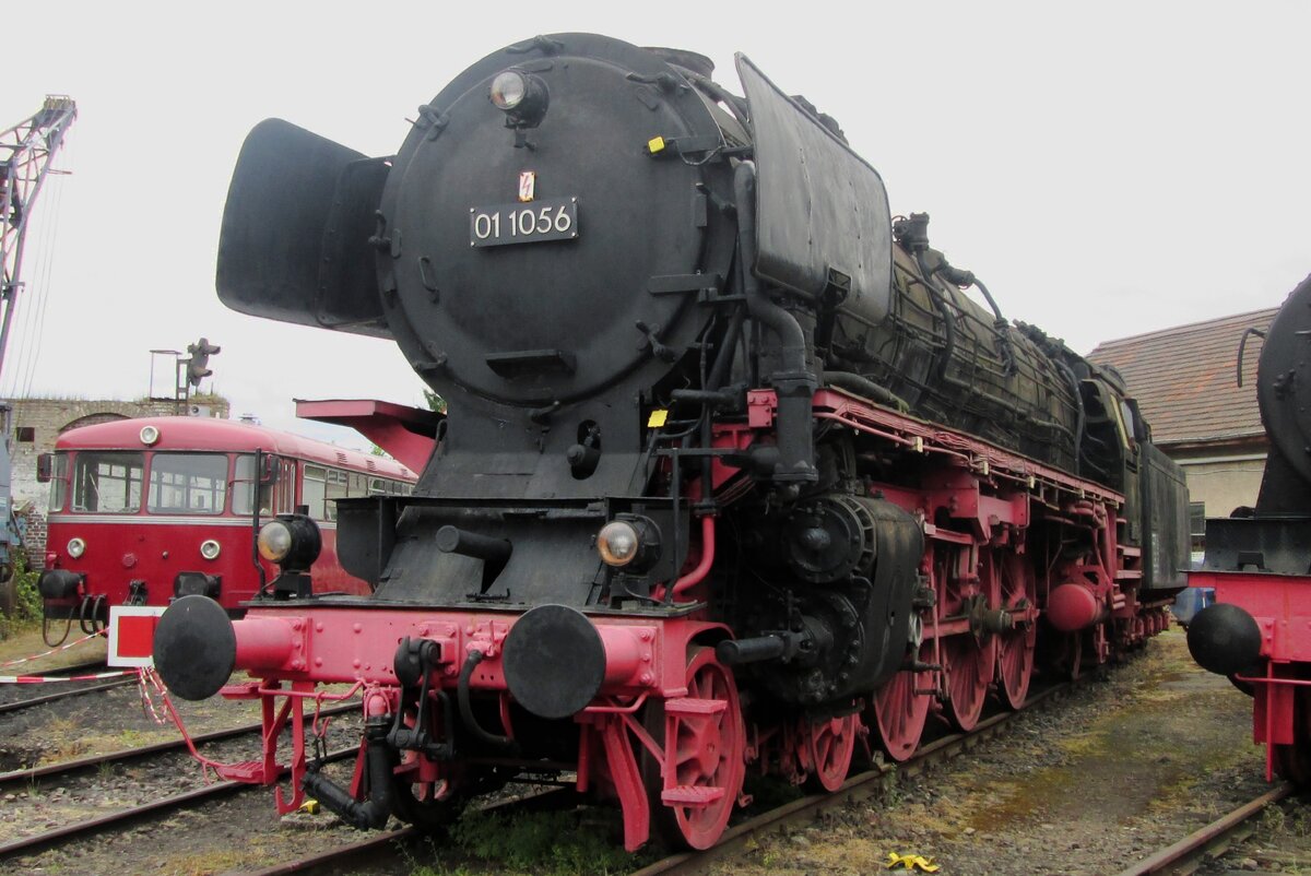 Pacific 01 1056 stands at the raiwlay museum in Darmstadt-Kranichstein on a meteorologically  less-than-clement 30 May 2014.
