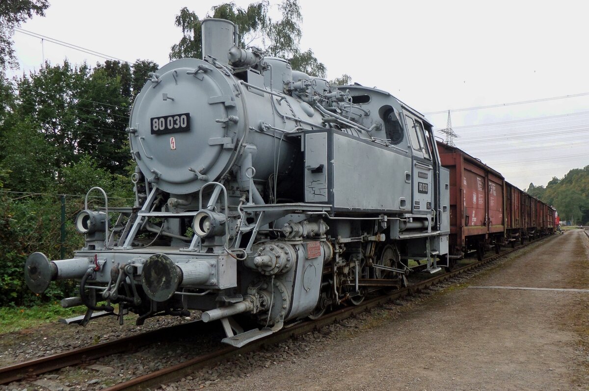 Photo freight with 80 030 -in photo colours- at Bochum-Dahlhausen on 17 September 2016.