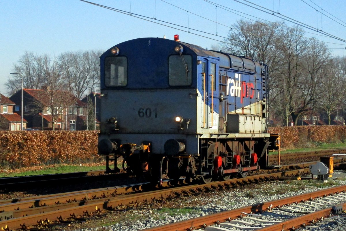 RailPro  601 runs light at Oss on 21 January 2019.