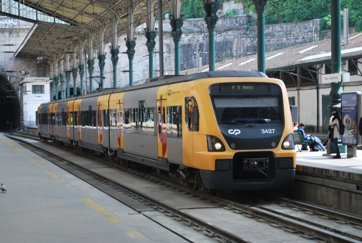 Regional train commuting between Guimares and Porto (here in Porto Sao Bento station, April 2015).