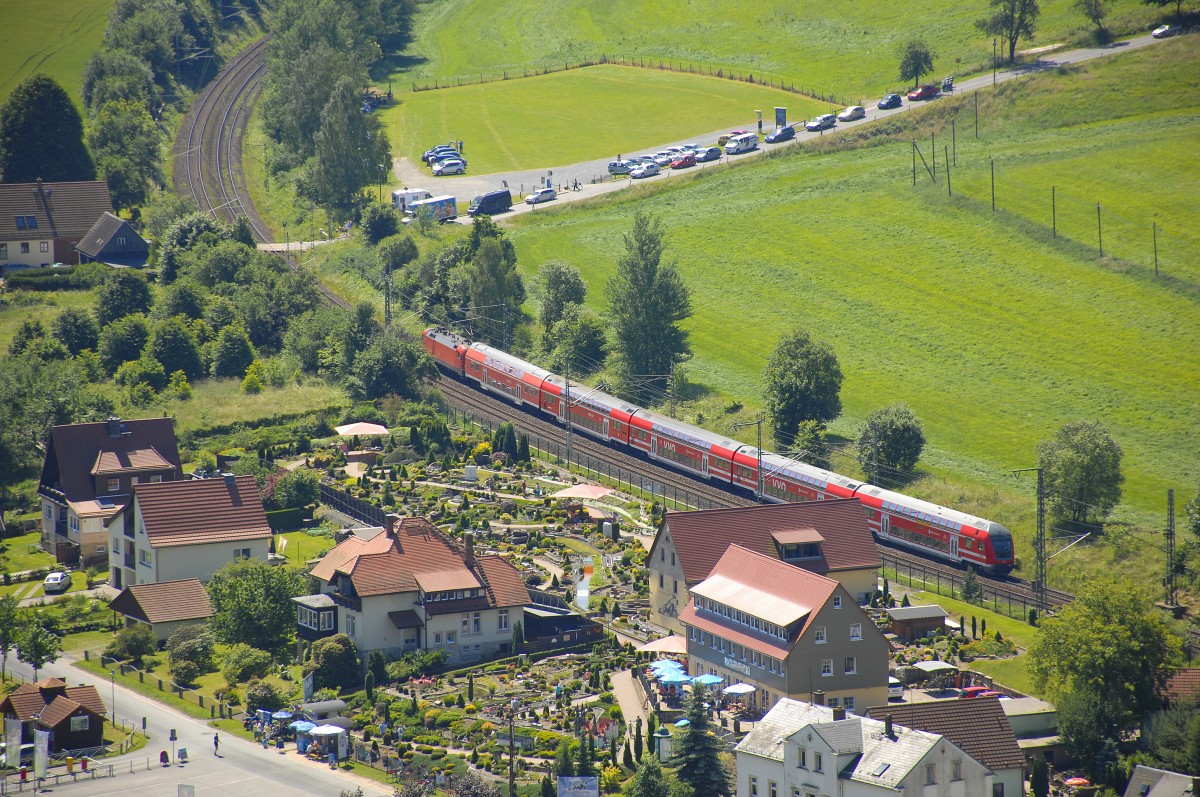 Regional train DBAG 182 at Kurort Rathen in Saxony, Germany. Date: 7. May 2014.