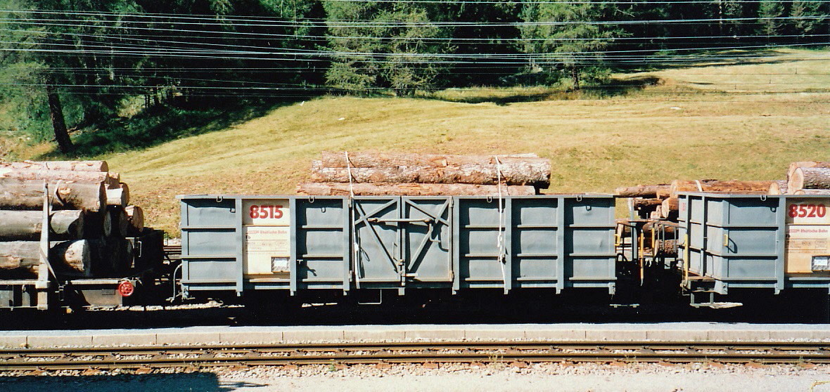 Rhaetian Railway - Open Wagon (Gondola) Fb 8515(*) near station Pontresina, August 2000 (* now E 8515)