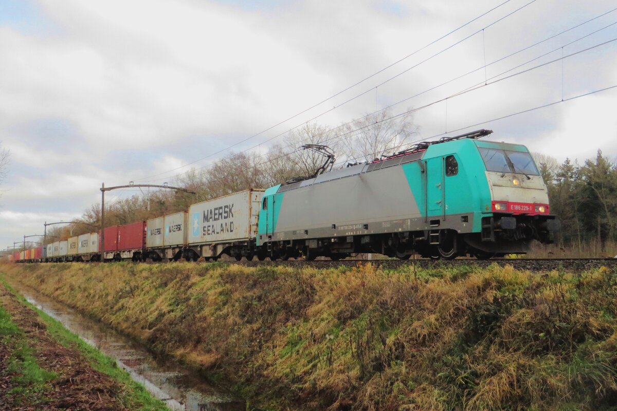 RTB 186 229 passes through Tilburg Oude Warande on 8 December 2021.
