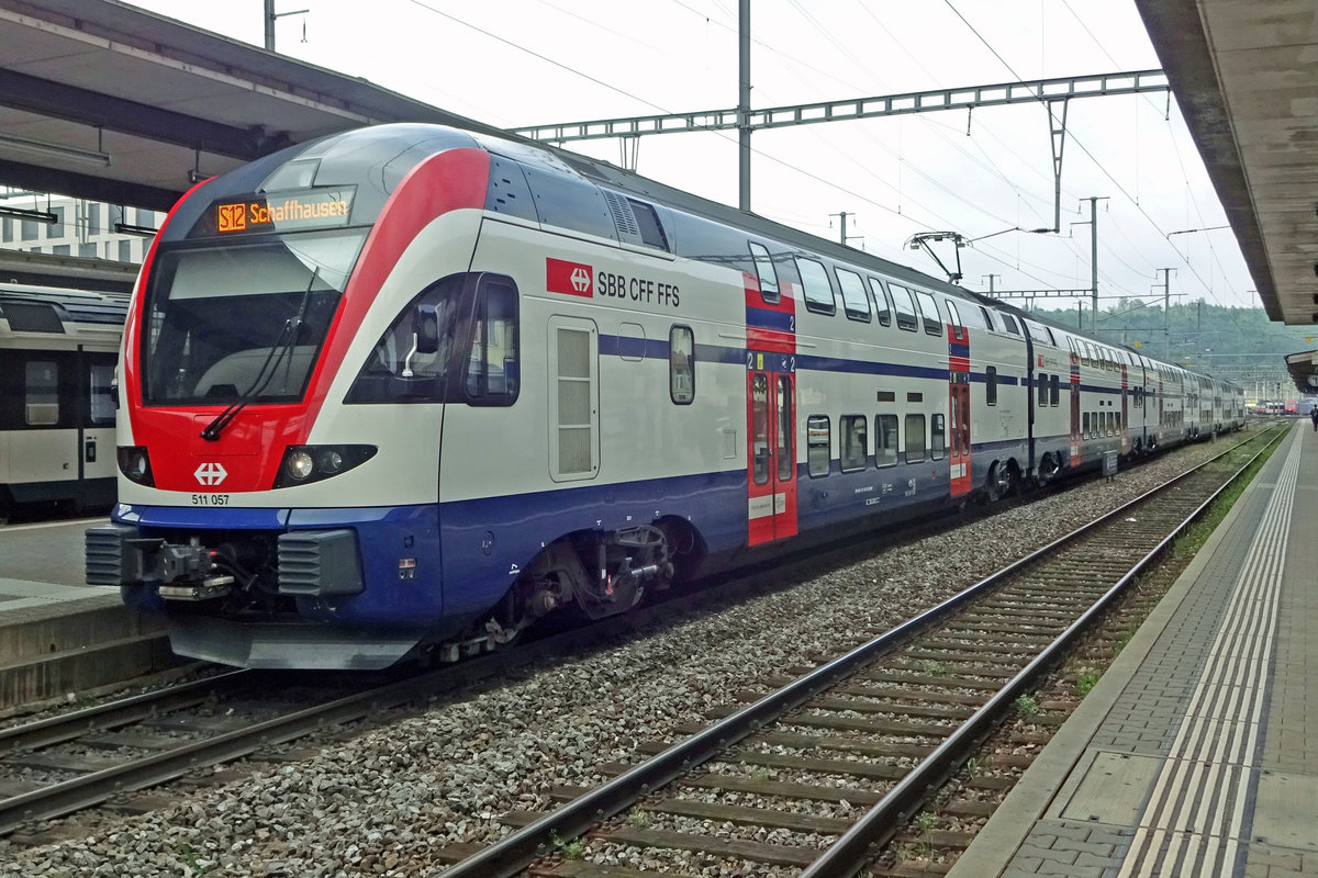SBB 511 057 stands at Brugg AG on 26 May 2019 with an S-Bahn to Schaffhausen. 
