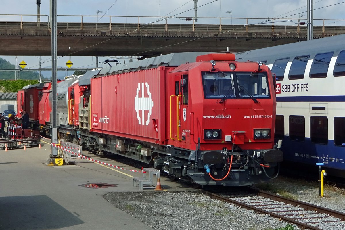 SBB 9174 003 stands on 26 May 2019 in Brugg AG as part of the Open Weekend e3xhibitions of Verein Mikado 1244.