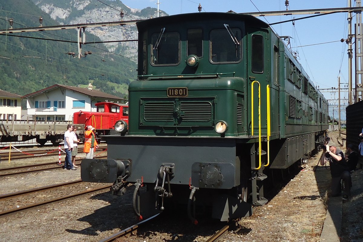 SBB Battleship 11801 made some test rides at the station of Erstfeld on 6 June 2015.