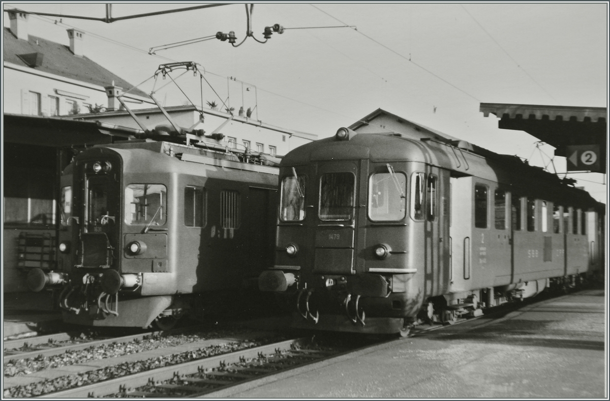 SBB BDe 4/4 1631 and RBe 4/4 1479 in Zofingen.
03.03.1985