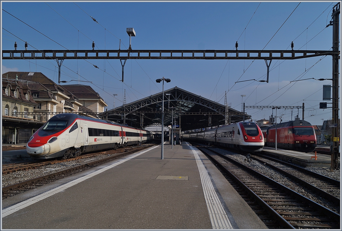 SBB ETR 610 and ICN in Lausanne. 
09.02.2018